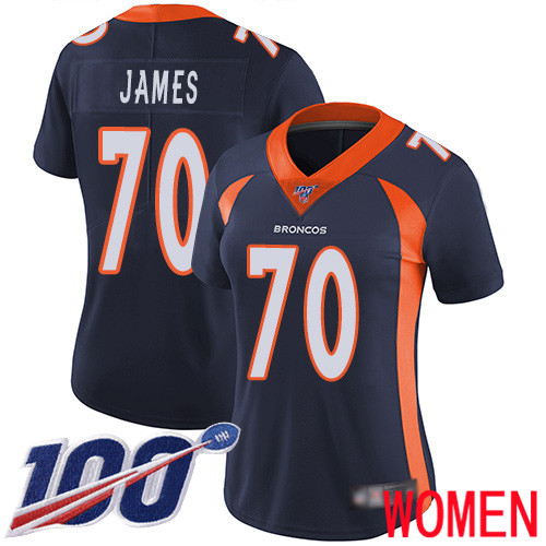 Women Denver Broncos #70 Ja Wuan James Navy Blue Alternate Vapor Untouchable Limited Player 100th Season Football NFL Jersey